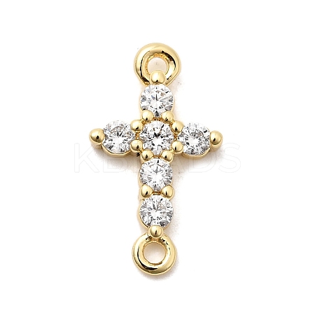 Brass Pave Clear Cubic Zirconia Connector Charms KK-H529-39B-G-1
