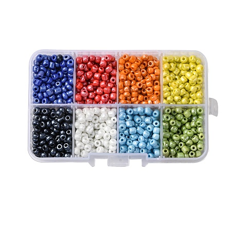 960pcs 8 Colors 6/0 Glass Seed Beads SEED-FP0001-01-1
