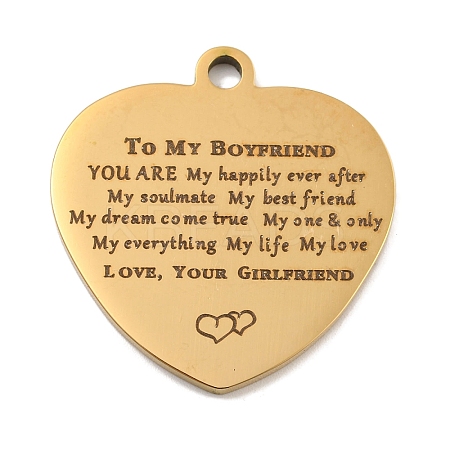 Valentine's Day PVD Vacuum Plating 201 Stainless Steel Pendants STAS-L079-24G-04-1