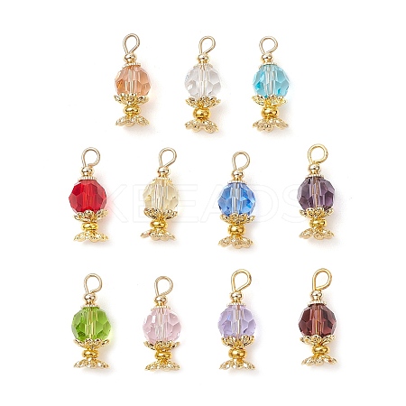 11Pcs Imitation Austrian Crystal K9 Glass Pendants PALLOY-JF03567-S-1