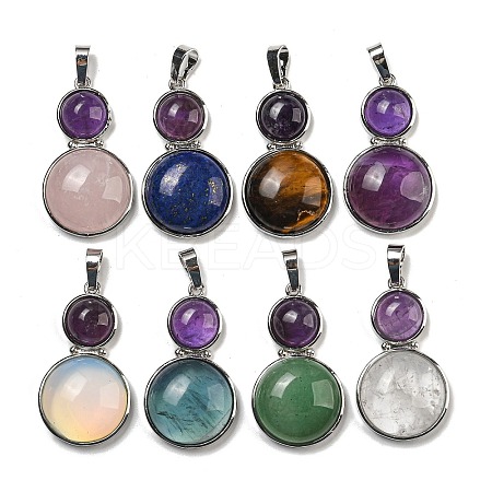 Natural & Synthetic Mixed Gemstone Pendants G-G147-06P-1