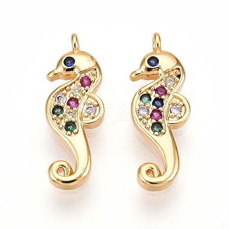 Brass Micro Pave Cubic Zirconia Pendants KK-N261-16G-1