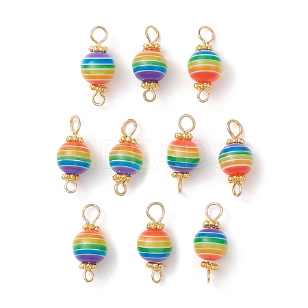 10Pcs Transparent Stripe Resin Round Connector Charms PALLOY-JF02484-1