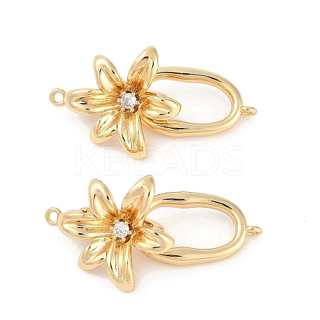Brass Micro Pave Clear Cubic Zirconia Fold Over Clasps KK-U043-17G-1