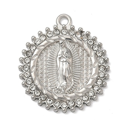 304 Stainless Steel & Rhinestone Pendants STAS-G371-09G-01P-1