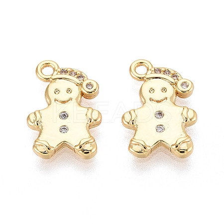 Brass Pave Clear Cubic Zirconia Pendants KK-T077-57G-1