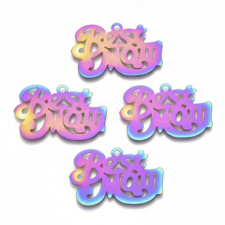 Mother's Day Ion Plating(IP) 201 Stainless Steel Pendants STAS-R114-024-1