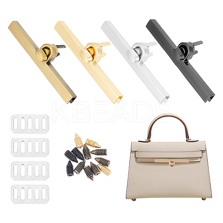 4 Sets 4 Colors DIY Zinc Alloy Purse Twist Lock Fasteners FIND-UN0003-43-1