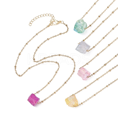 5Pcs 5 Colors Dyed Natural Quartz Polygon Pendant Necklaces NJEW-JN04491-S-1