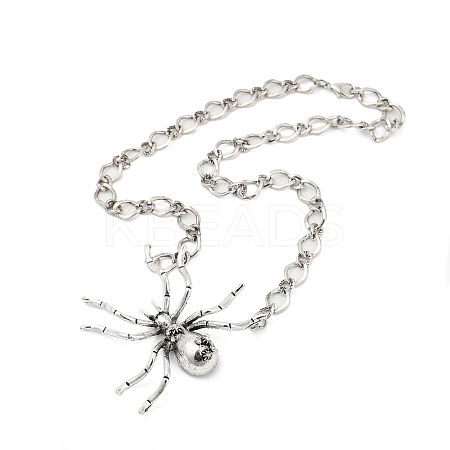 Alloy Crystal Rhiniestone Big Spider Pendant Necklaces for Women Men LS-NJEW-H061-01AS-1