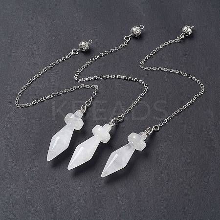 Natural Quartz Crystal Pointed Dowsing Pendulums AJEW-B020-05P-08-1