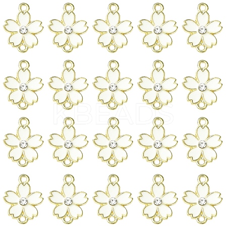 20Pcs Alloy Enamel 5-Petal Flower Connector Charms FIND-YW0009-33G-1