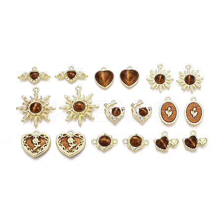 18Pcs 9 Styles Alloy Resin Pendants PALLOY-N185-01G-1