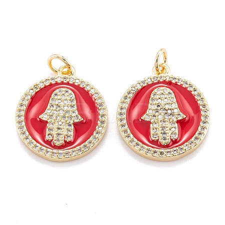 Real 18K Gold Plated Brass Micro Pave Clear Cubic Zirconia Pendants ZIRC-M114-50G-02-1
