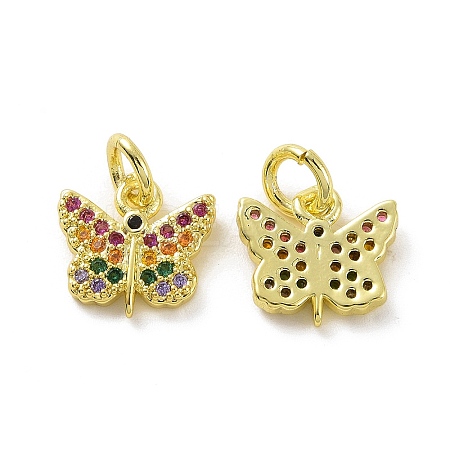 Brass Micro Pave Colorful Cubic Zirconia Charms KK-E068-VF094-1