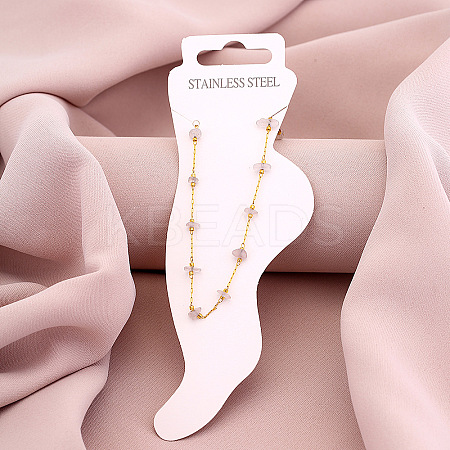Dyed Natural Quartz Chip with 304 Stainless Steel Chain Anklets WGD014F-04-1