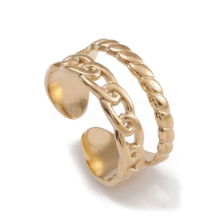 Ion Plating(IP) 304 Stainless Steel Cuff Rings RJEW-G285-82G-1