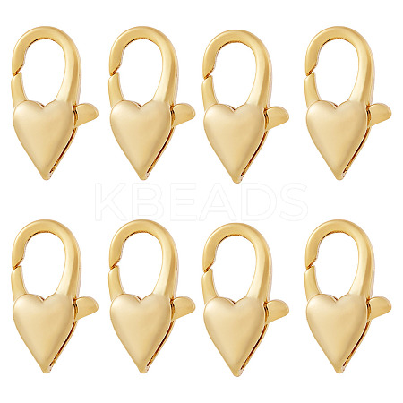 8Pcs Brass Heart Lobster Claw Clasps KK-TA0002-71-1
