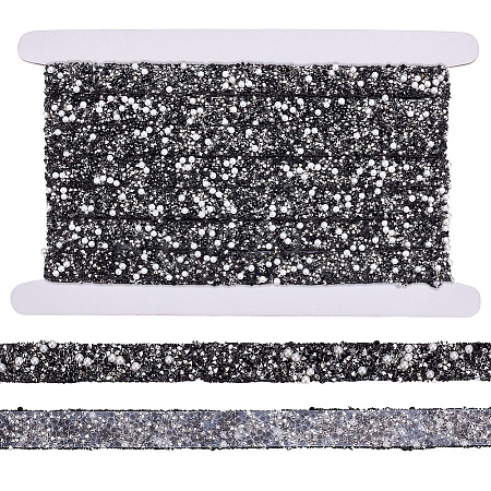 1 Roll Resin Rhinestone with Plastic Imitation Pearl Beaded Trim DIY-BC0015-57C-1