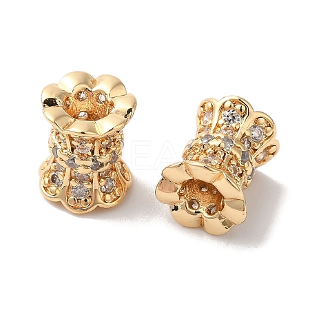 Brass Micro Pave Clear Cubic Zirconia Beads KK-G503-21G-1