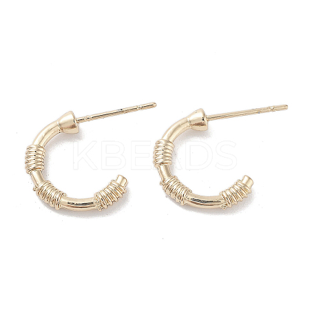 Wire Wrapped Half Ring Alloy Studs Earrings for Women EJEW-H309-10KCG-1