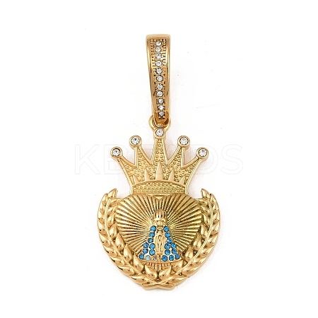304 Stainless Steel with Rhinestone Pendants STAS-Z171-25G-01-1
