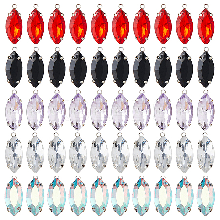 50Pcs 5 Colors Rhinestone Pendants RGLA-DC0001-10-1