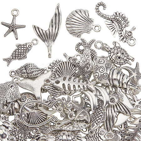 60Pcs Tibetan Style Alloy Pendants FIND-SP0004-07AS-1