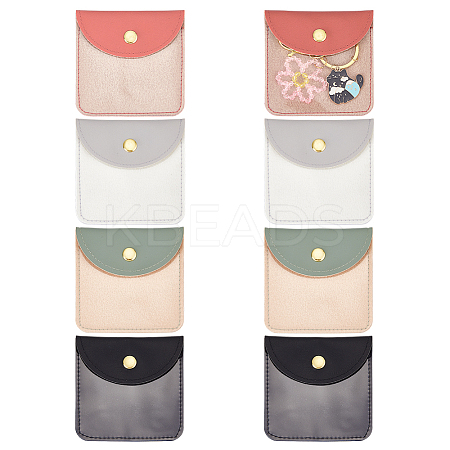 8Pcs 4 Colors PU Leather Jewelry Envelope Pouches Gift Bags with Snap Button and Clear Window ABAG-GA0001-32B-1