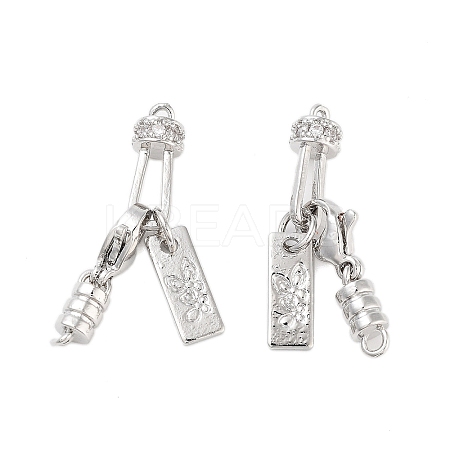 Brass Micro Pave Clear Cubic Zirconia Lobster Claw Clasps KK-Z059-14P-1