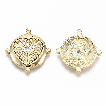 Brass Micro Pave Clear Cubic Zirconia Pendants KK-R126-019-NF-1