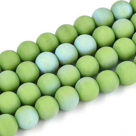 Frosted Opaque Glass Beads Strands GLAA-T032-P8mm-MBB06-1