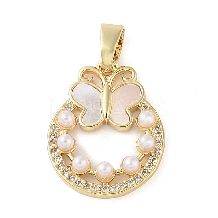 Brass Micro Pave Clear Cubic Zirconia Pendants KK-Q813-10G-1