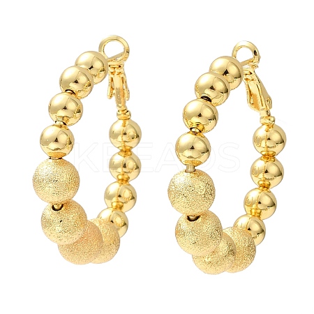 Rack Plating Brass Round Beaded Hoop Earrings EJEW-Z019-02C-G-1
