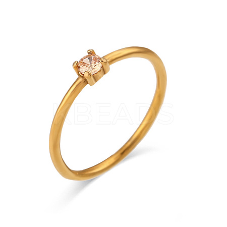 Flat Round 304 Stainless Steel Micro Pave Cubic Zirconia Finger Rings FS-WG2DA17-53-1