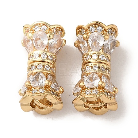 Rack Plating Brass Pave Clear Cubic Zirconia Beads KK-M285-12G-1