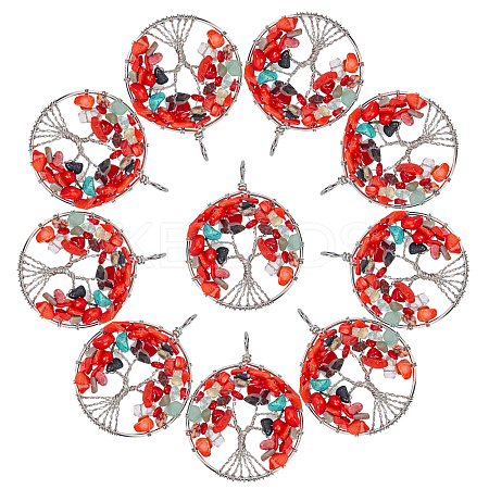 Tree of Life Gemstone Big Pendants G-PH0001-04A-1
