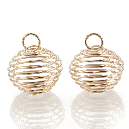 Hollow Lantern Iron Wire Bead Cage Pendants LS-X-IFIN-N001-02KC-1