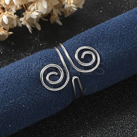 304 Stainless Steel Round Wrap Open Cuff Rings for Women Men LS-RJEW-Z071-02A-P-1
