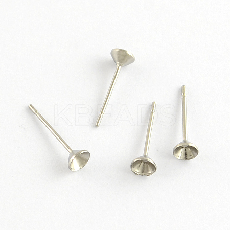 Non-Tarnish 304 Stainless Steel Flat Round Blank Peg Stud Earring Settings LS-STAS-R055-16-1