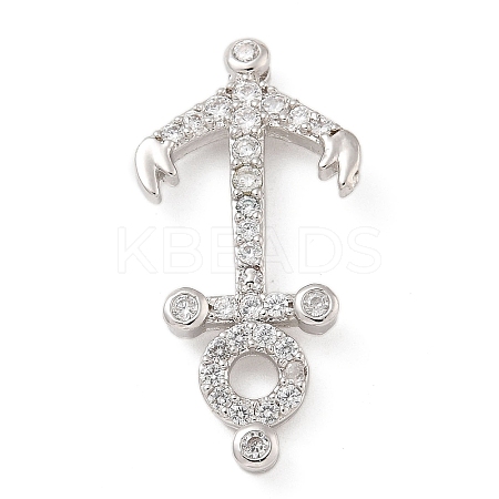 Rack Plating Brass Micro Pave Clear Cubic Zirconia Slide Charms KK-A234-015P-1