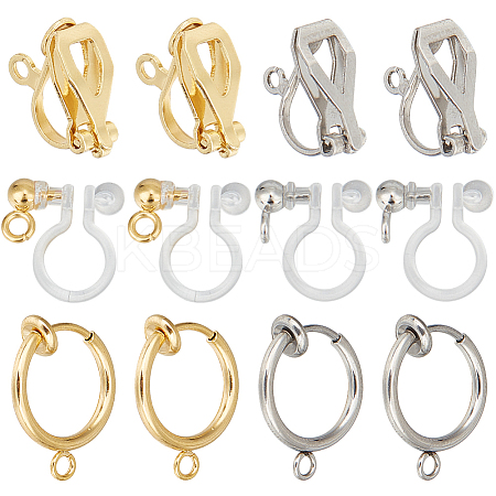 36Pcs 6 Styles 304 Stainless Steel Clip-on Earring Findings STAS-SC0008-33-1