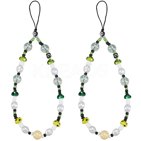 2Pcs Resin Beaded Mobile Phone Lanyard Wrist Strap HJEW-GF0001-47A-1