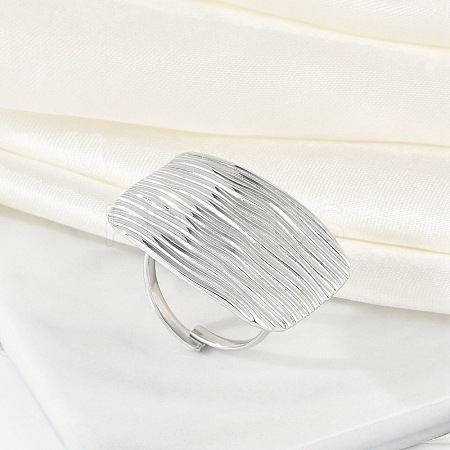 Anti-Tarnish 304 Stainless Steel Rectangle Open Cuff Rings RJEW-M047-12P-1
