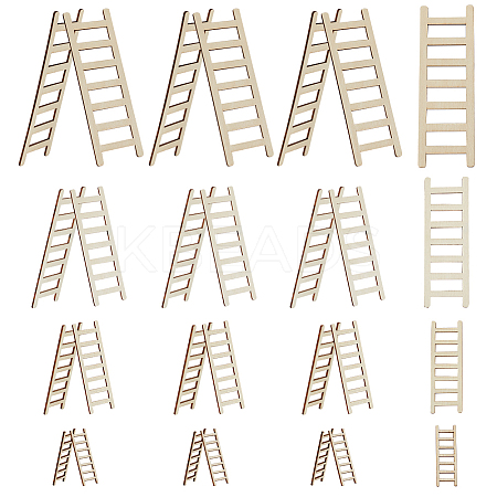 40Pcs 4 Style Unfinished Wooden Mini Ladders WOOD-OC0003-63-1