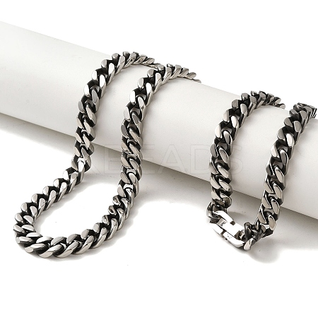 304 Stainless Steel Curb  Chain Necklaces NJEW-Q337-05A-AS-1