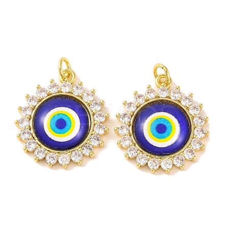 Rack Plating Brass Micro Pave Cubic Zirconia Pendants KK-H486-21G-01-1