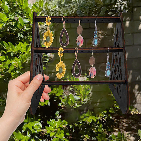 3-Tier Triangle Shape Wood Earring Riser Display Stands LS-ODIS-K004-04-1