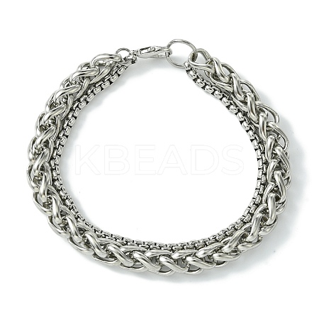 Alloy Wheat Chain & Box Chain Bracelets for Women Men BJEW-C069-01A-P-1