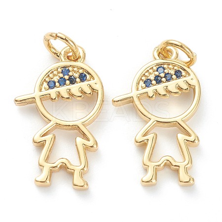 Brass Micro Pave Blue Cubic Zirconia Pendants ZIRC-J041-16A-1